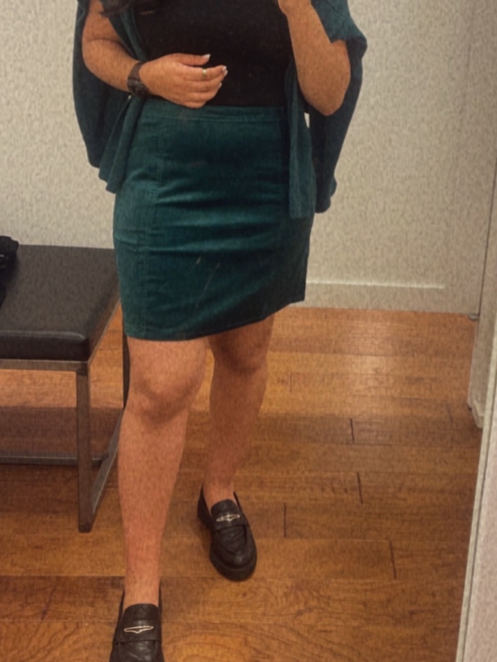 LOFT Emerald Green Velvet Mini Skirt